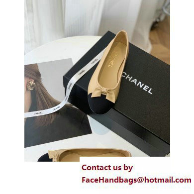 Chanel Lambskin  &  Patent Calfskin Black/APRICOT Ballerinas G39999 2023